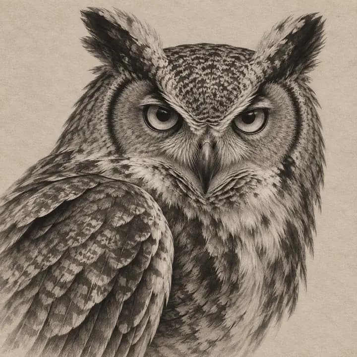 Realistic black and grey owl tattoo concept